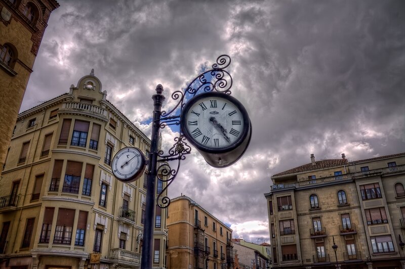 Street Clock on Ornate Pole
