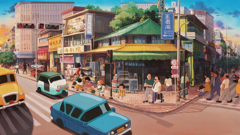 Street Corner with Pedestrians