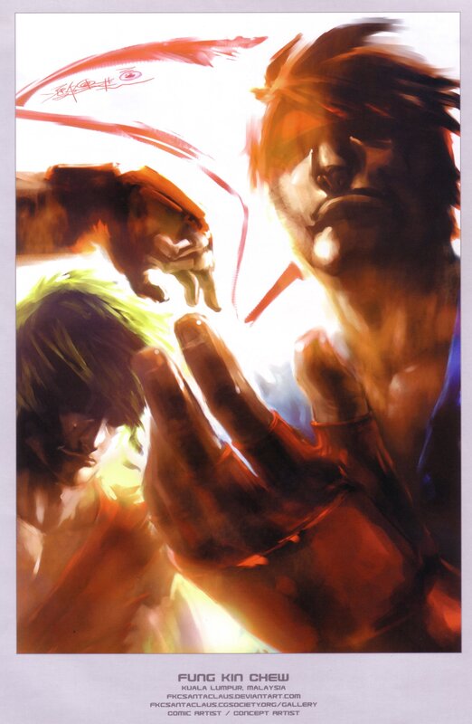Street Fighter art with energy blast
