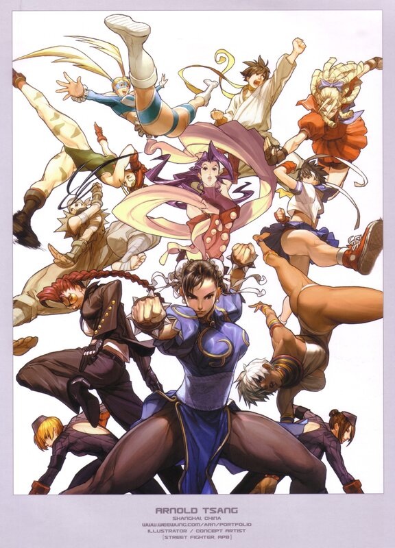 Street Fighter character art collage
