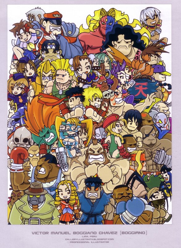 Street Fighter character collage
