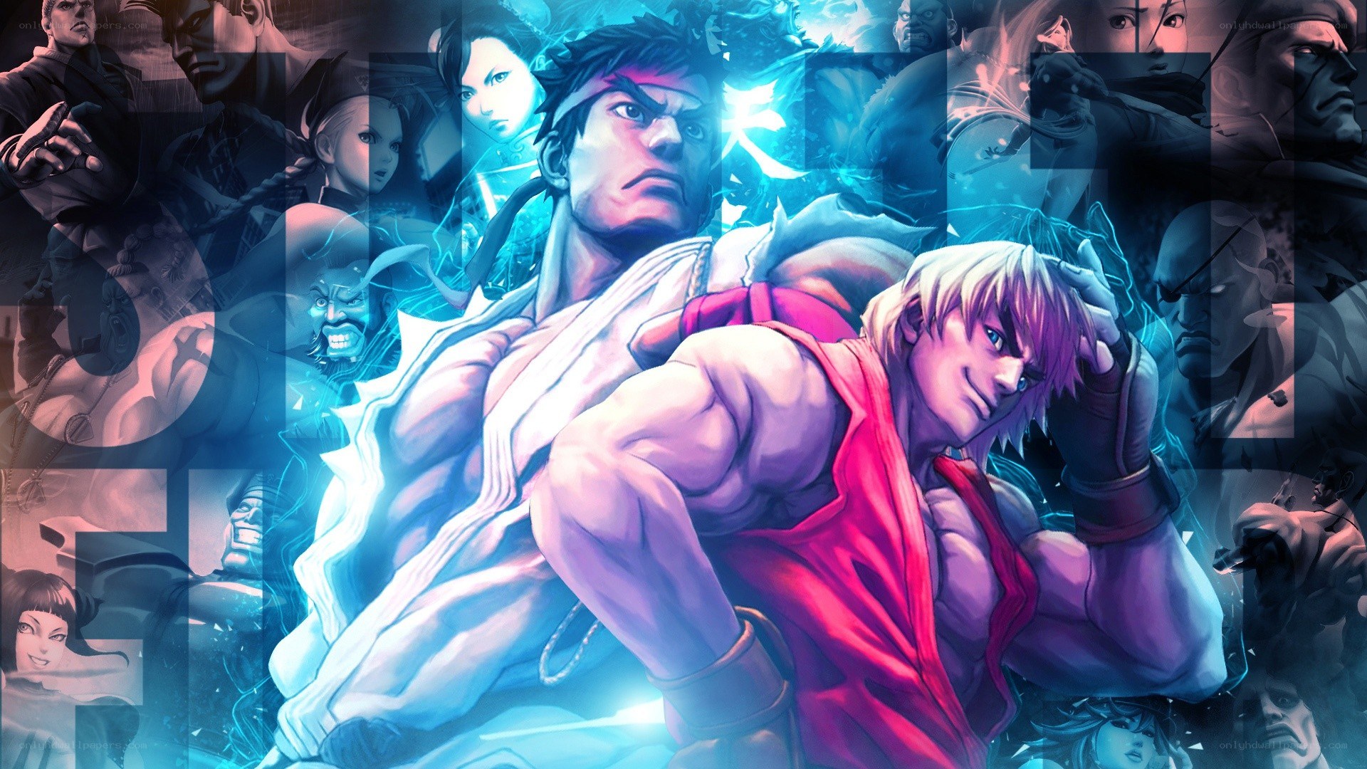 Street Fighter character collage