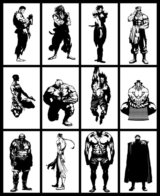 Street Fighter character silhouettes