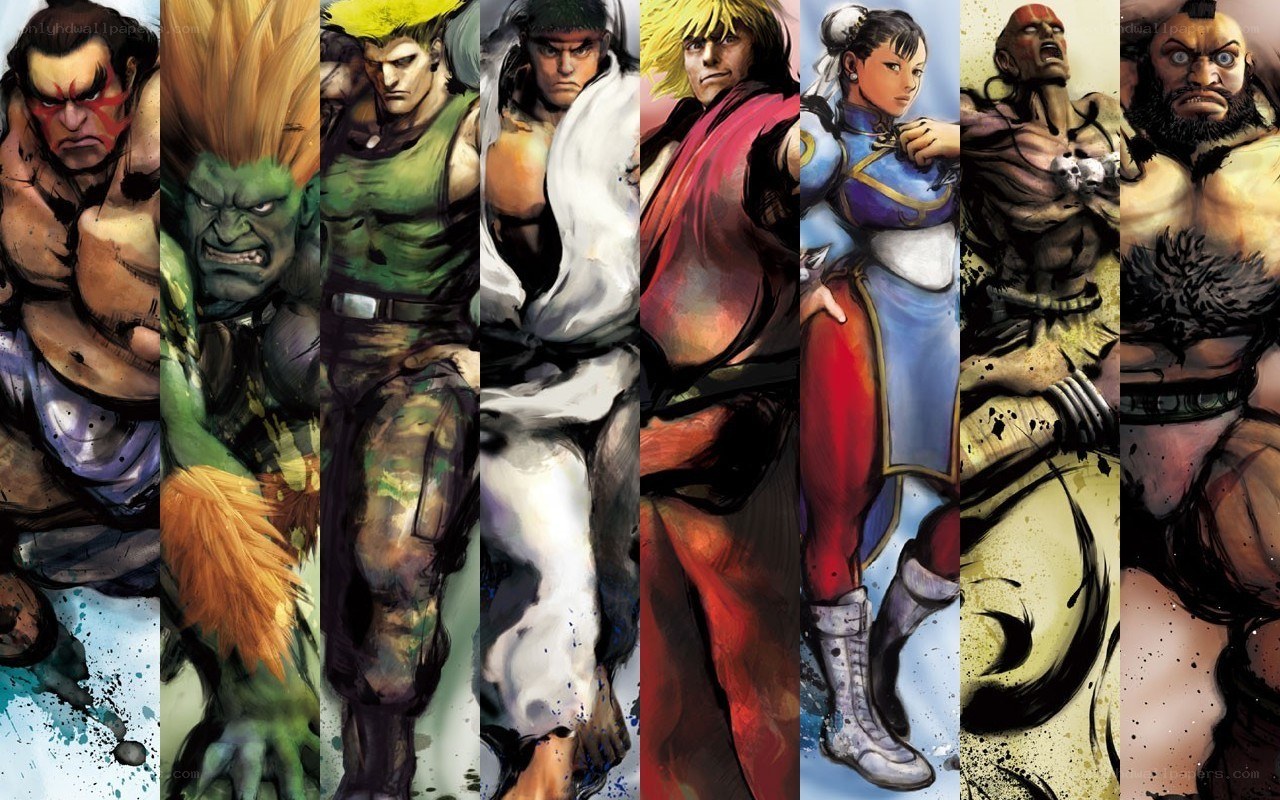 Street Fighter characters collage