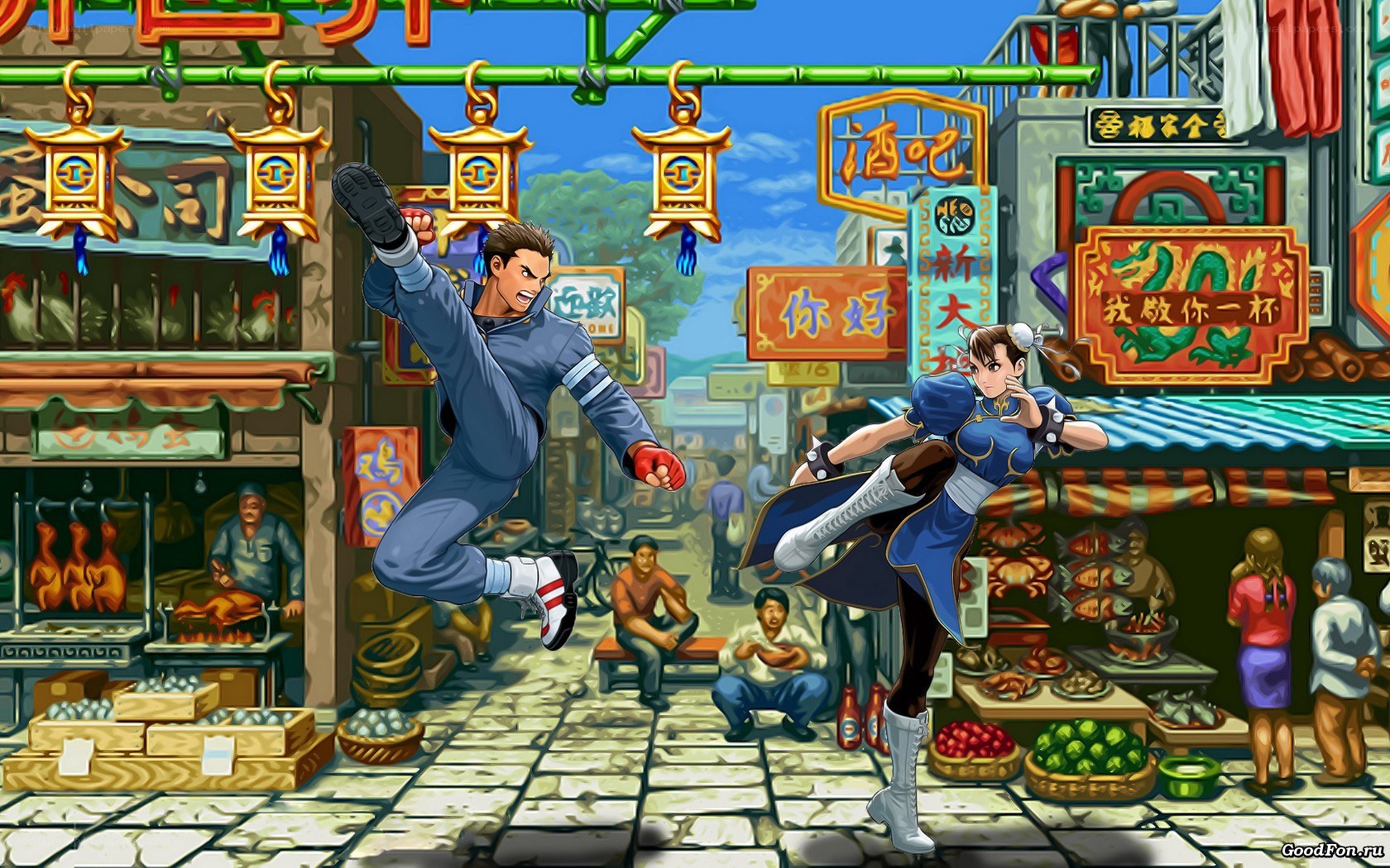 Street Fighter characters in combat