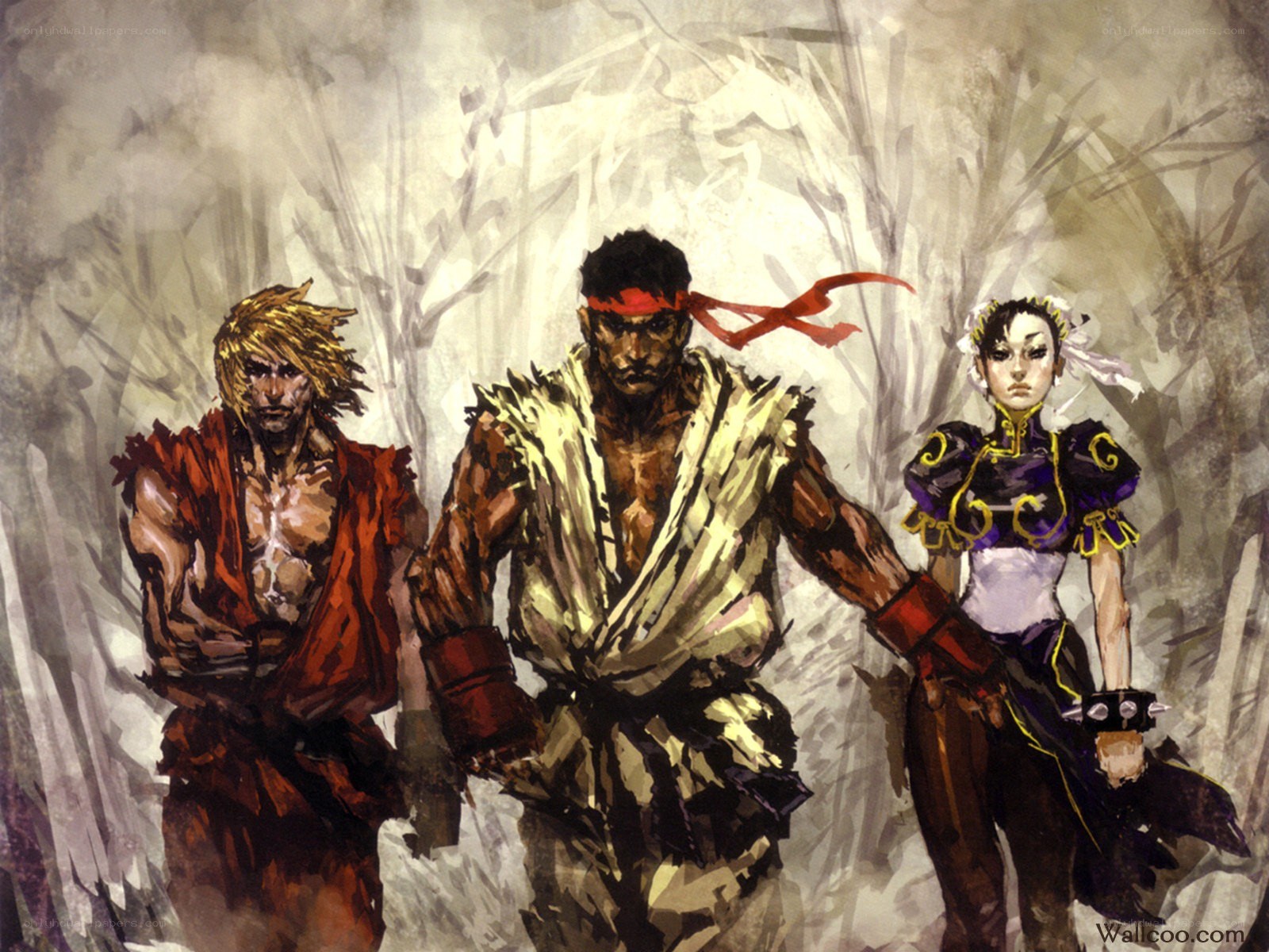 Street Fighter characters in forest