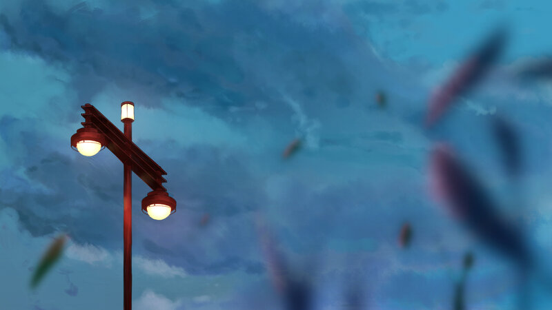 Street Lamp at Dusk — Blue, Calm