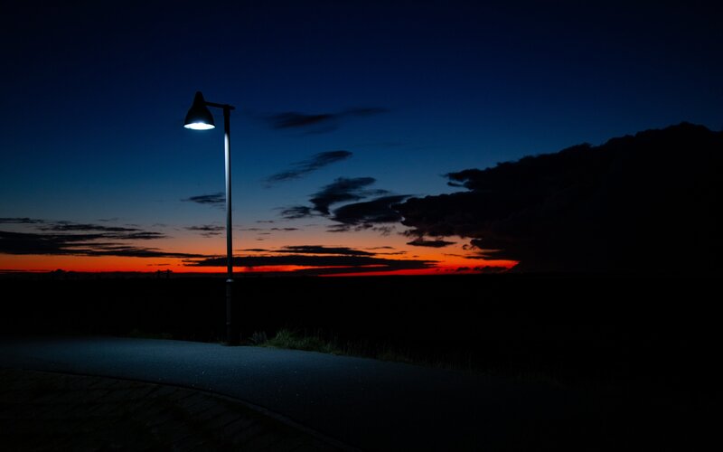 Street Lamp at Dusk — Blue, Dramatic