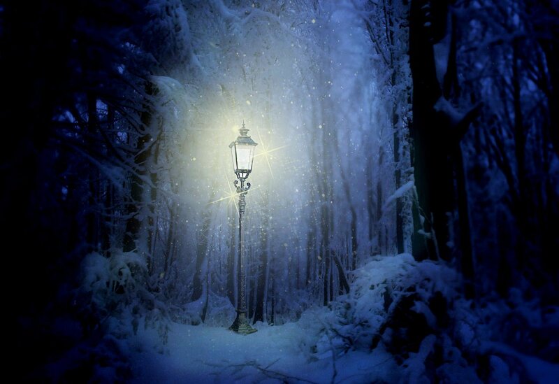 Street Lamp in Snow — Blue, Serene, Winter