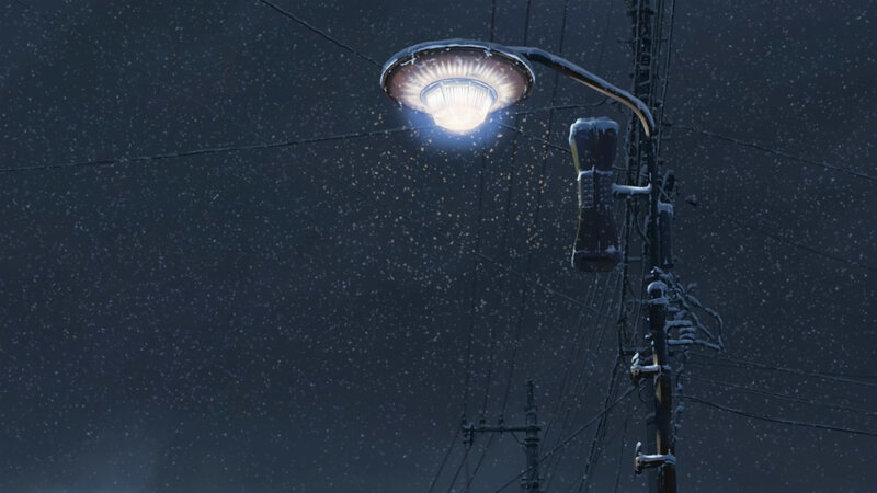 Street Lamp in Snow — Dark Blue, Calm, Quiet