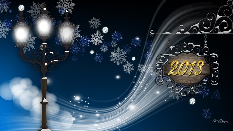 Street Lamp with Snowflakes