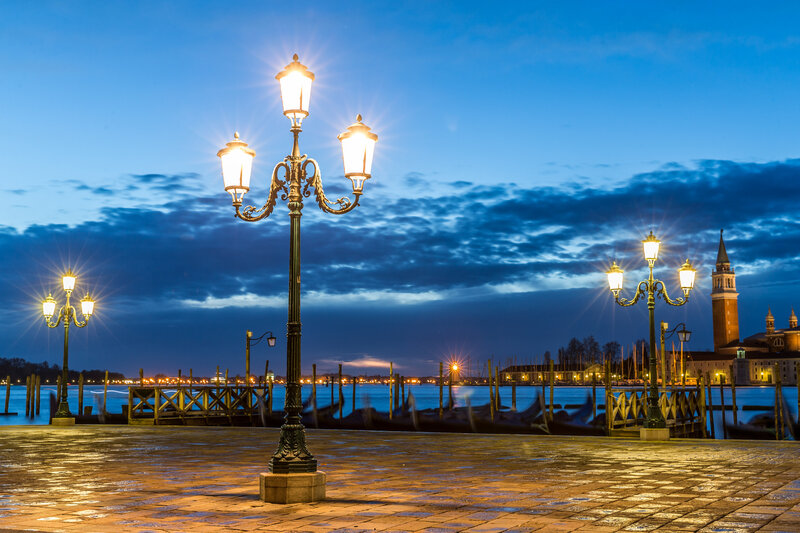 Street Lamps at Dusk — Blue