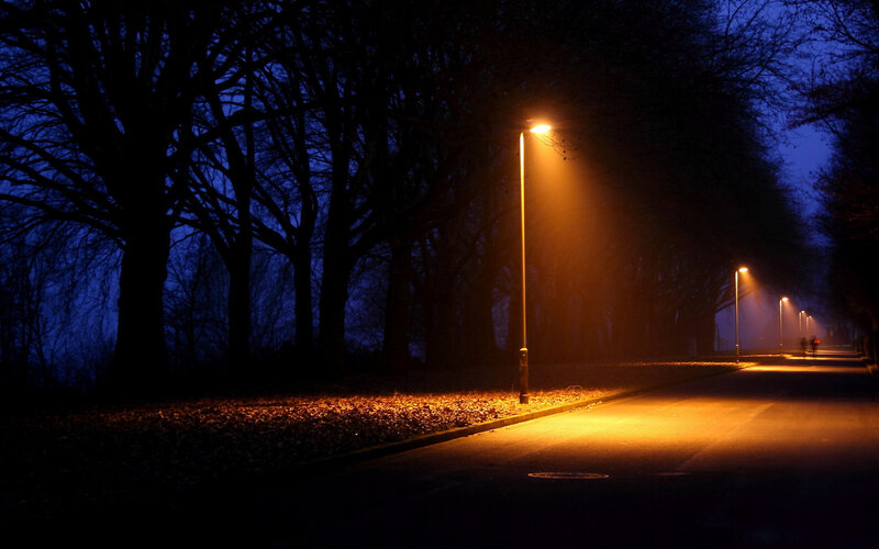 Street Lamps at Night — Orange