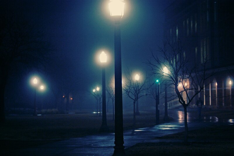 Street Lamps in Fog — Blue, Dark