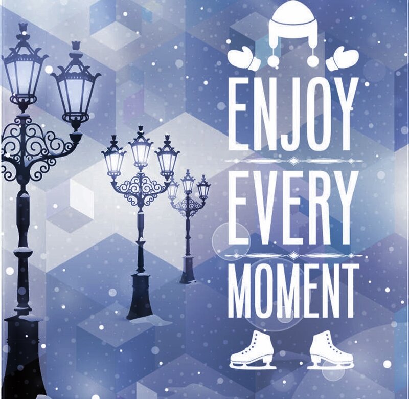 Street Lamps in Snow — Blue, Calm