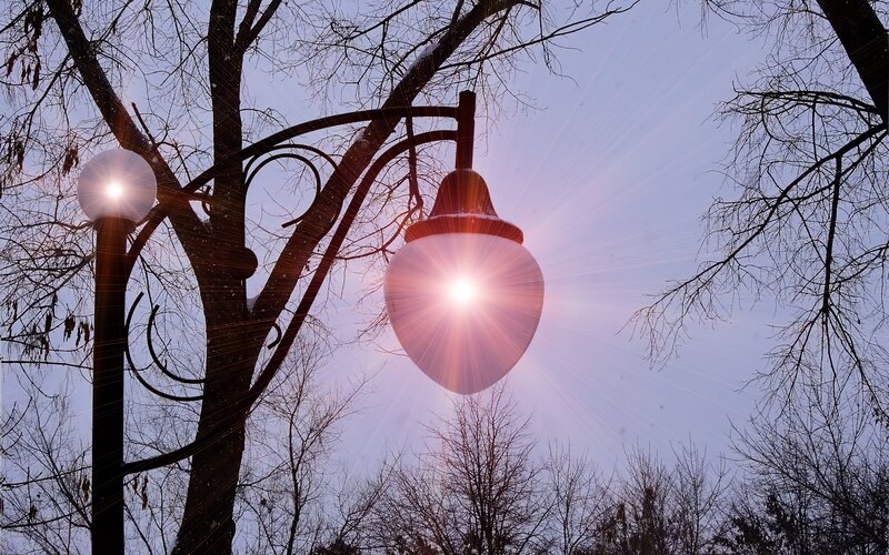 Street lamps in winter