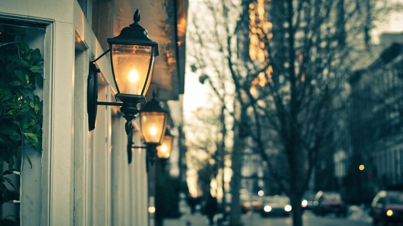 Street lamps on a quiet evening