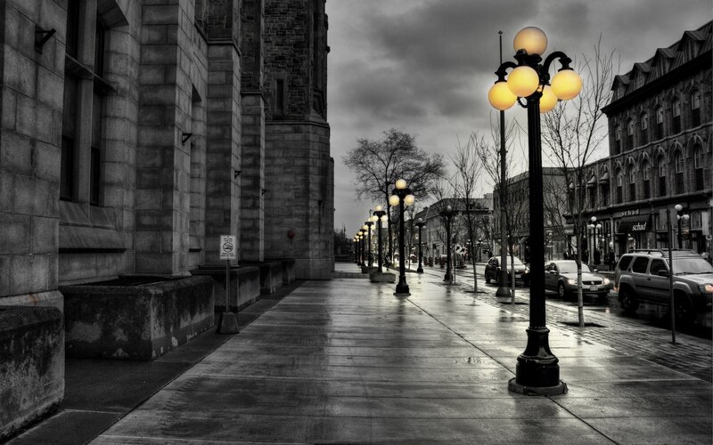 Street Lamps on Sidewalk