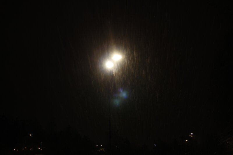 Street lights in a rainstorm