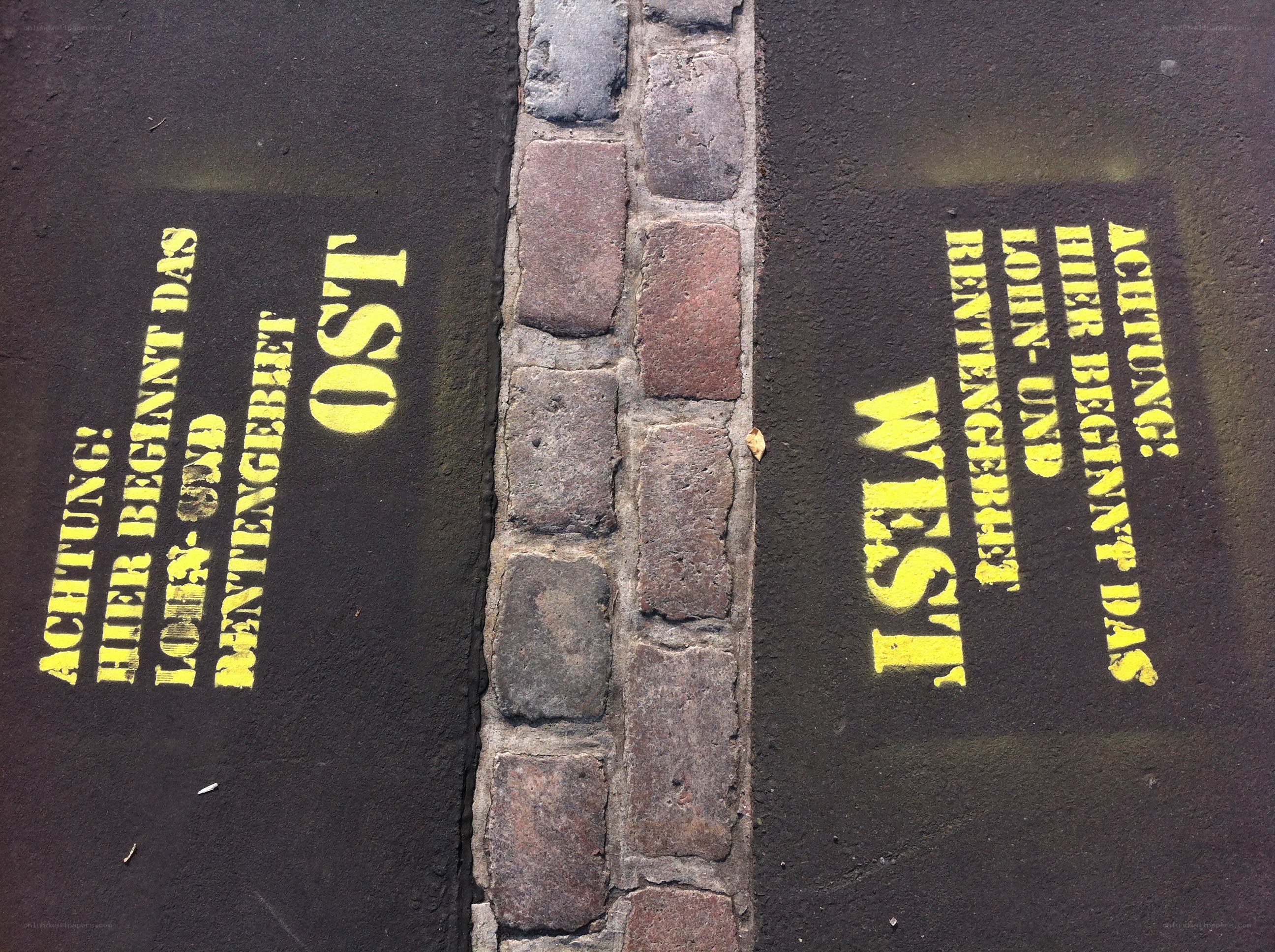 Street marking with directional text