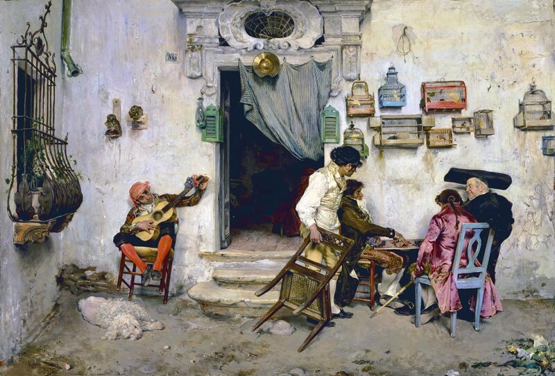 Street musicians in a courtyard
