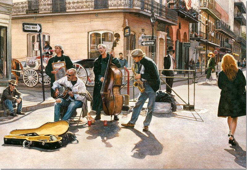 Street Musicians Playing Music