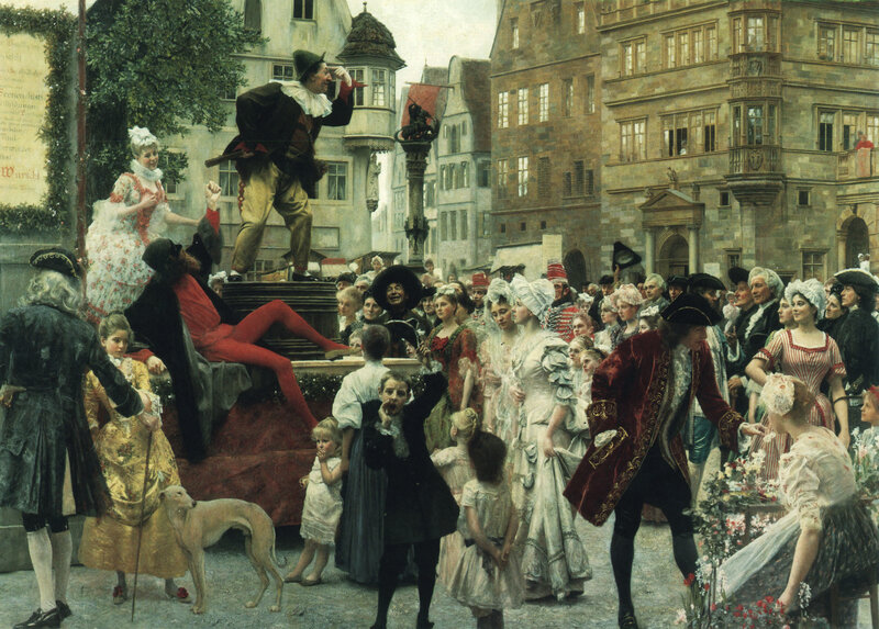 Street performers in a town square
