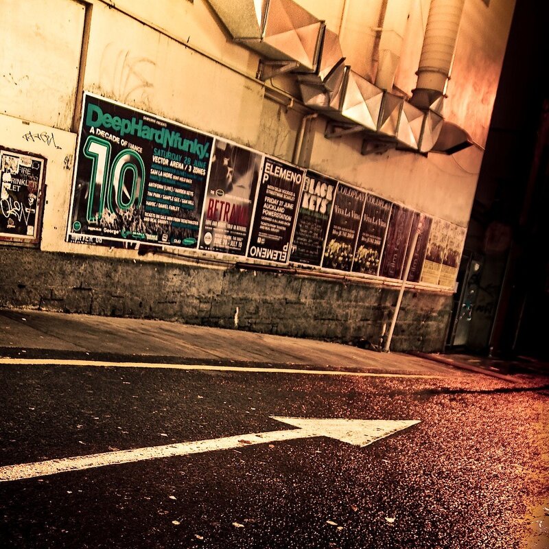 Street posters at night
