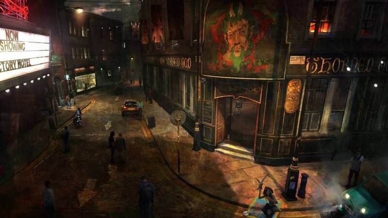 Street Scene at Night — Brown