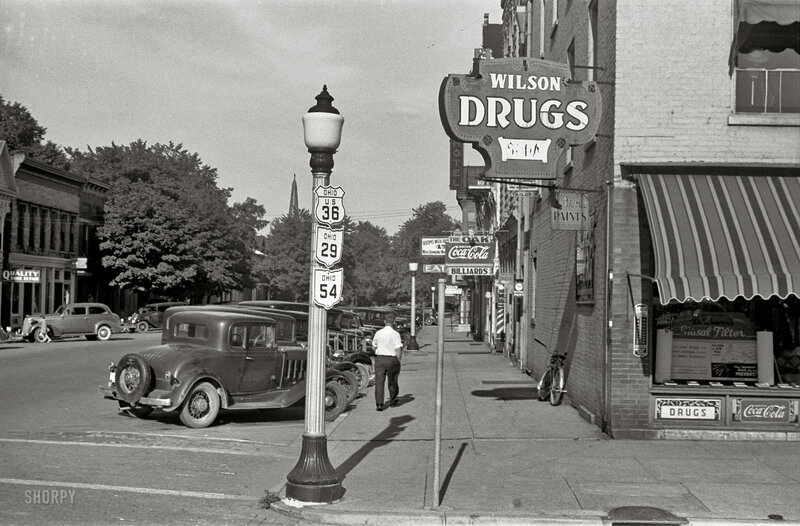 Street scene in a small town