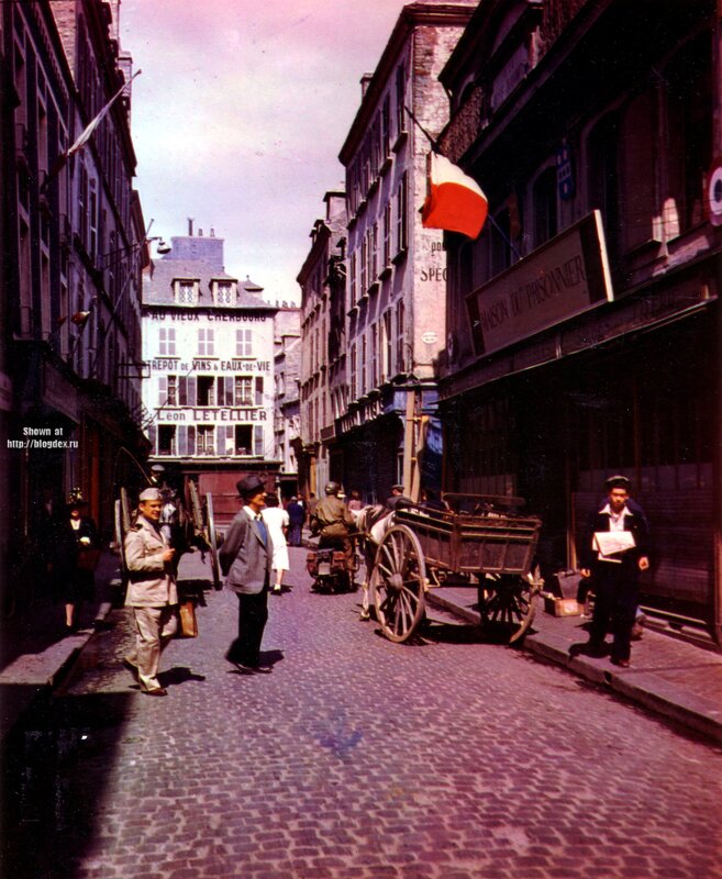 Street scene in old French town