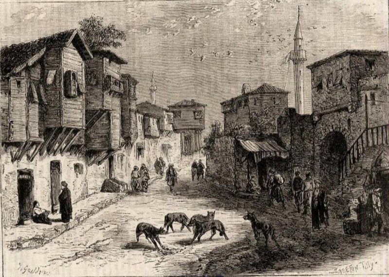 Street Scene in Old Town — Black