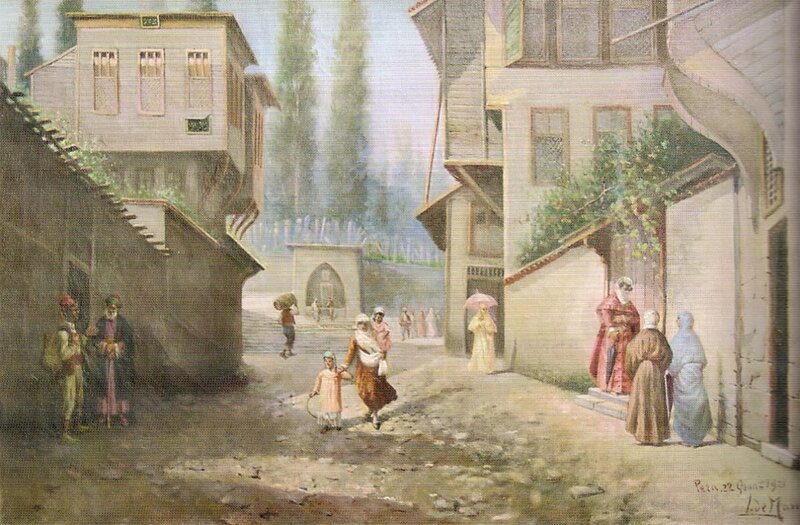 Street scene in Ottoman-era Istanbul