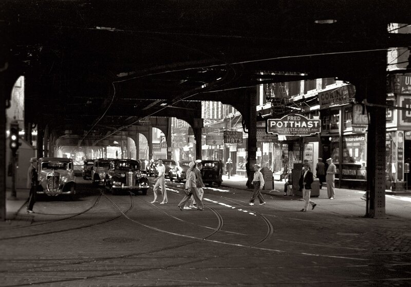 Street scene under elevated train