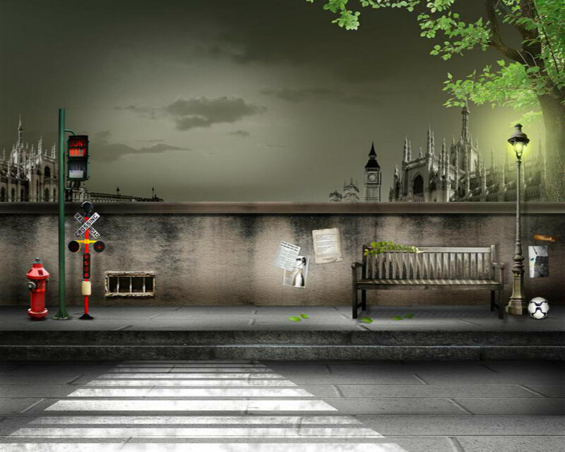 Street Scene with Bench
