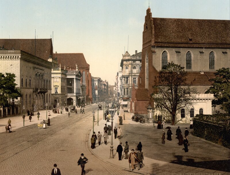 Street Scene with Church — Brown