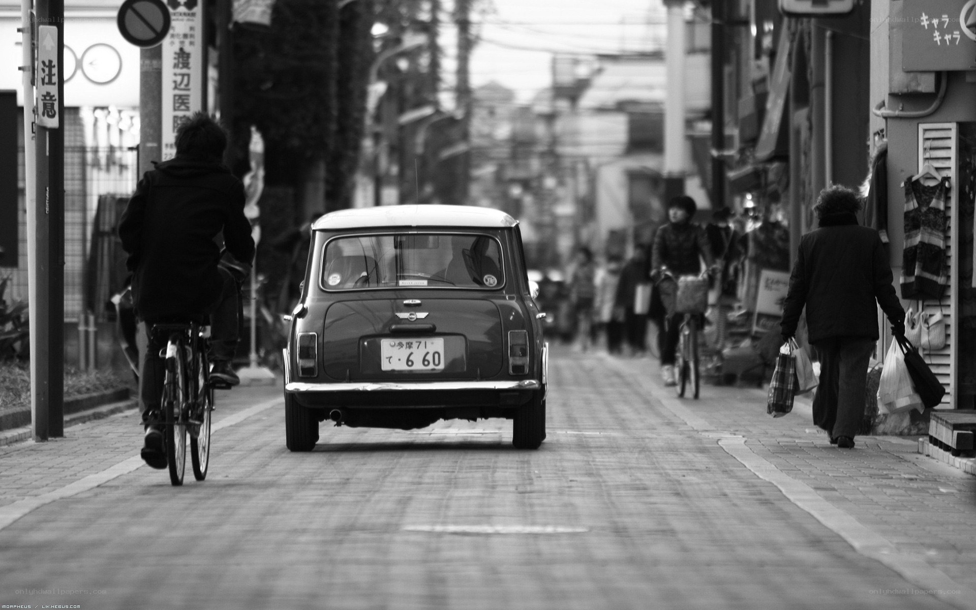 Street scene with classic car