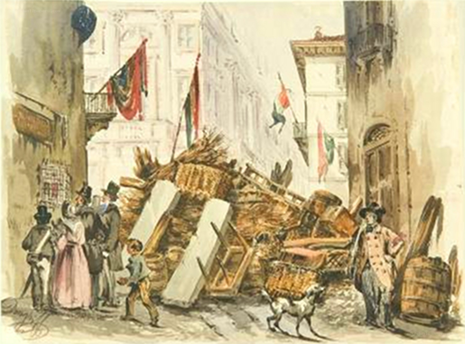 Street scene with debris