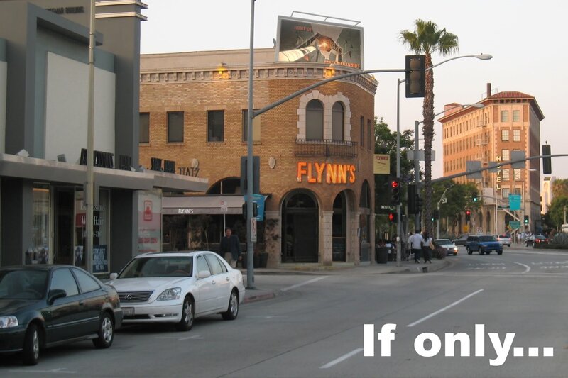 Street scene with Flynn's sign