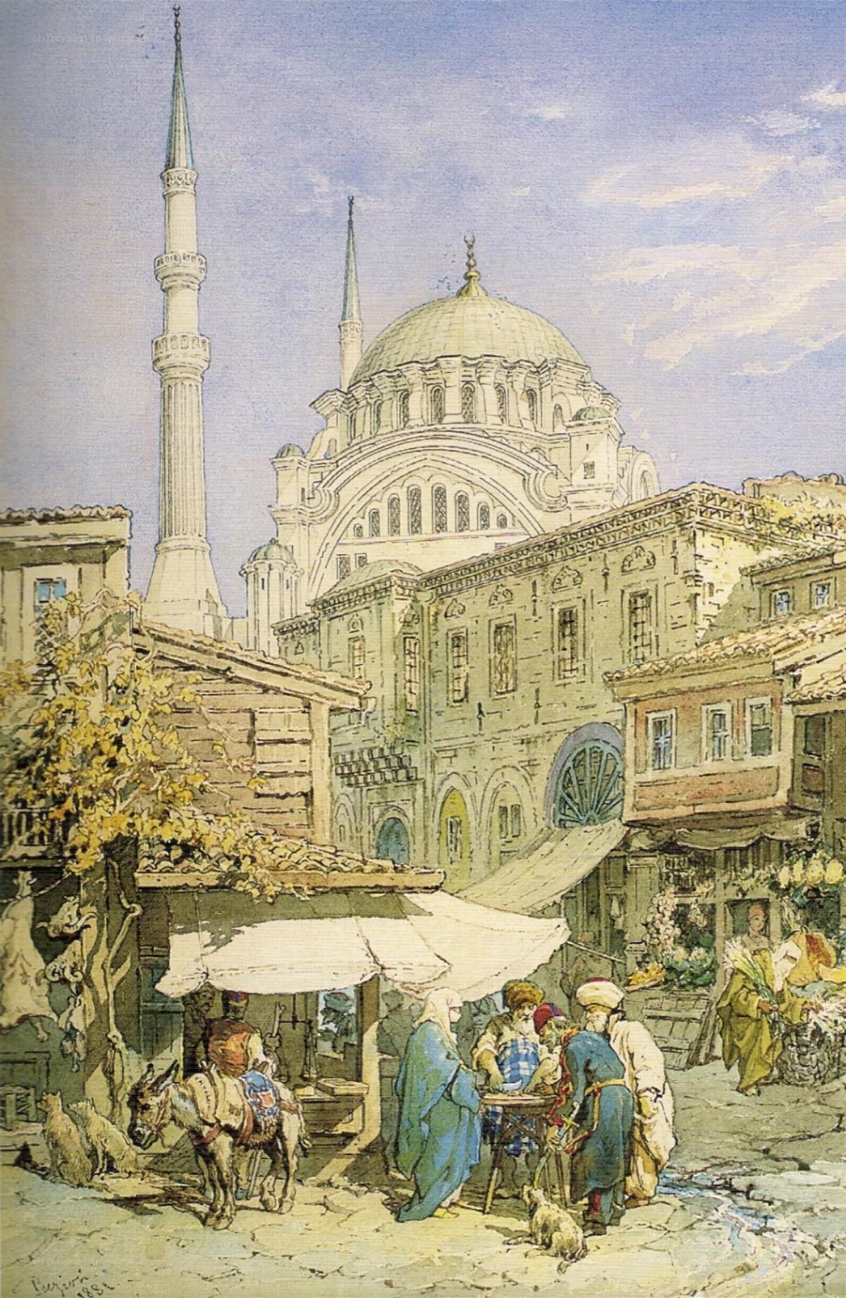 Street scene with mosque