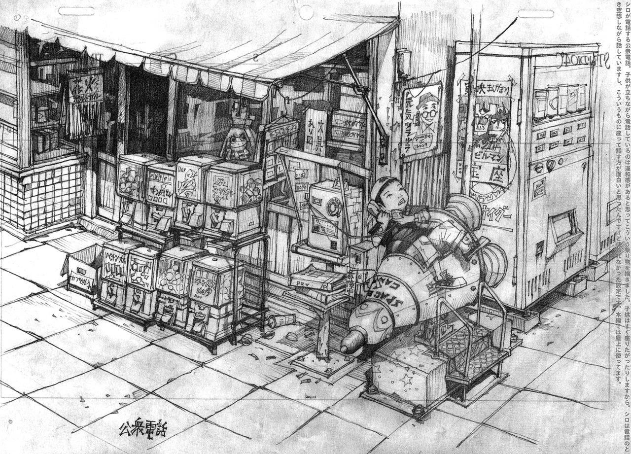Street scene with phone booth
