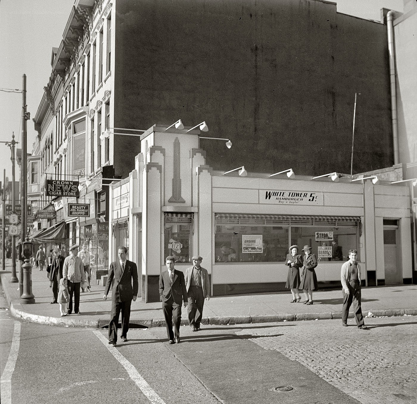 Street scene with White Tower restaurant