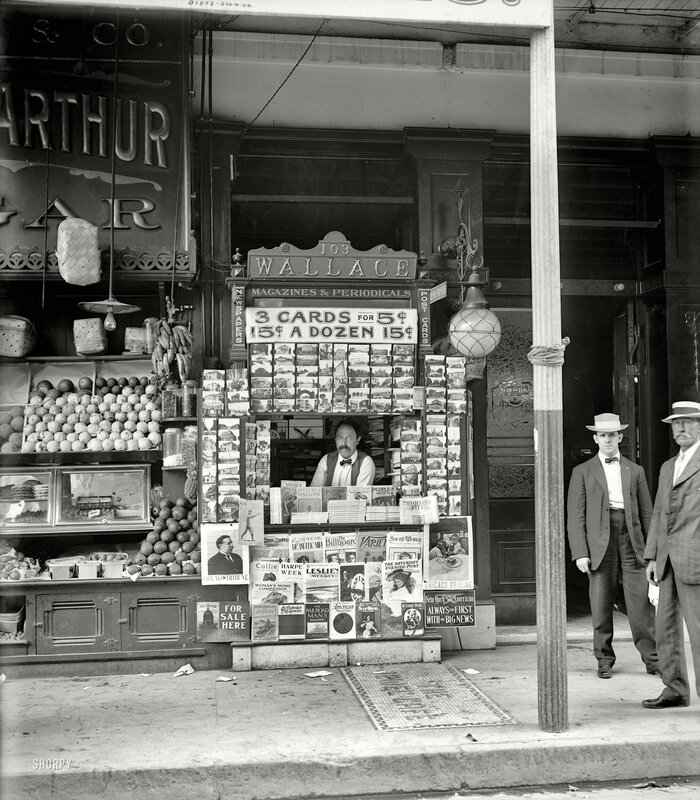 Street vendor at a newsstand