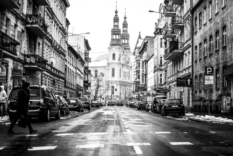 Street view of a European city