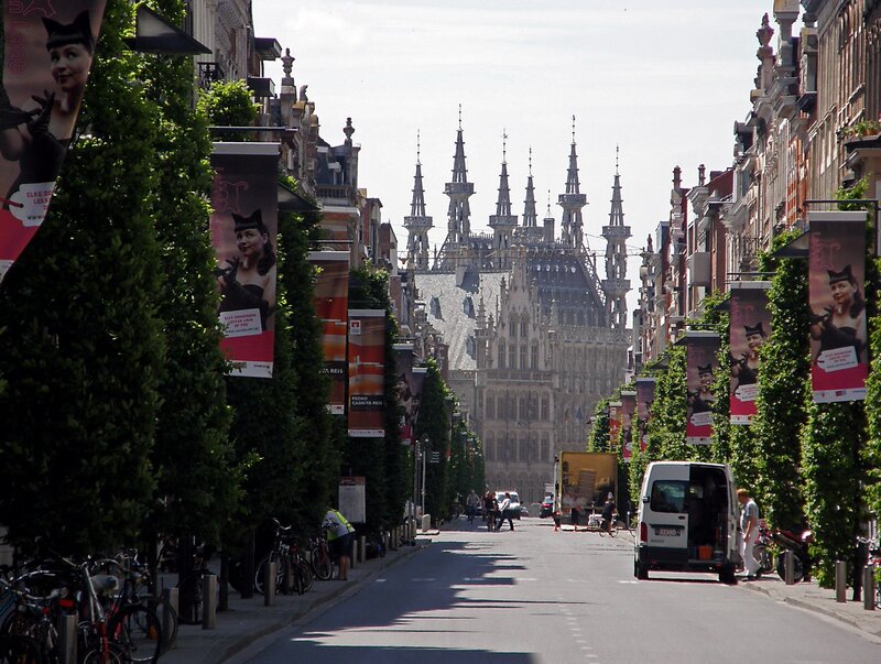 Street view of Bruges city center
