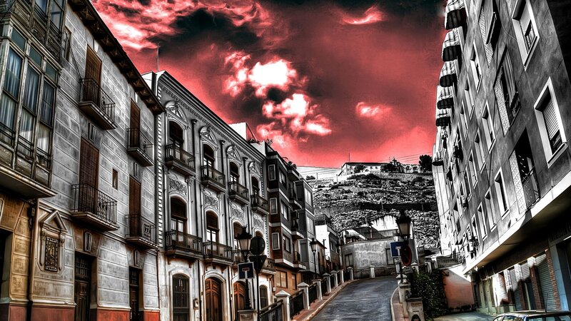Street with Buildings — Red
