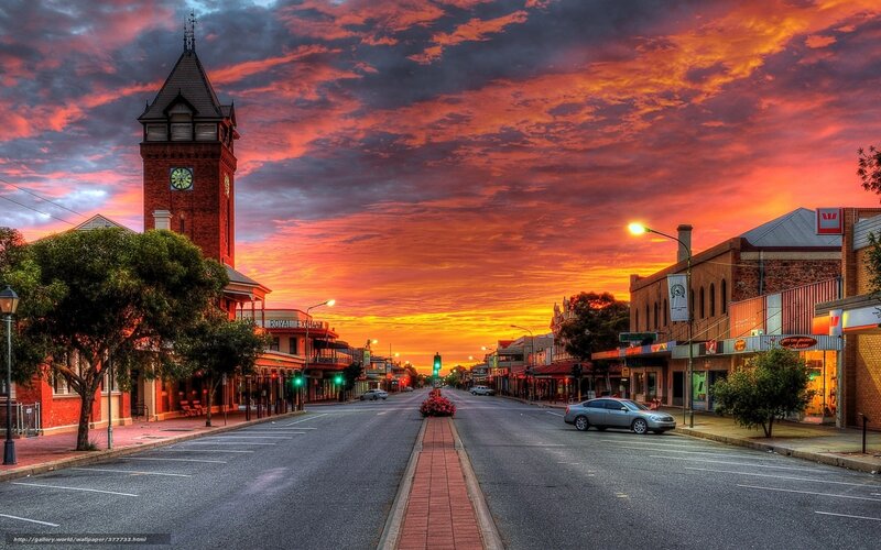 Street with Clock Tower — Orange