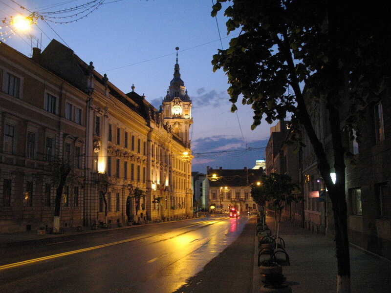 Street with Clock Tower — Yellow