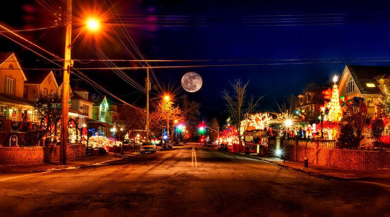 Street with Holiday Lights