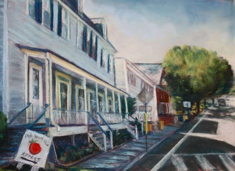 Street with Houses and Sign